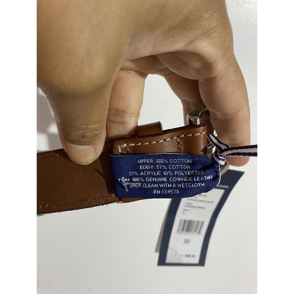 Vineyard Vines Belt Mens 32 St. Patrick's Day Irish Canvas Club Golf Leather - Picture 2 of 9